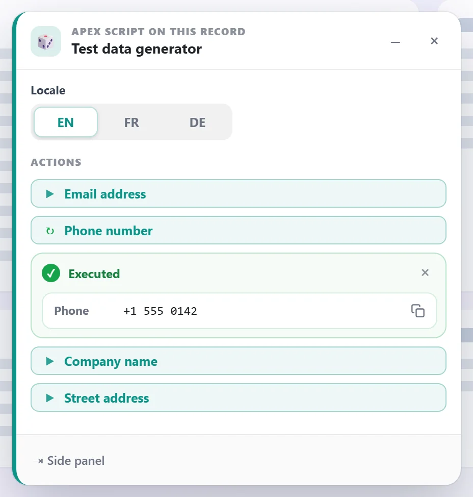 Independent actions with copyable outputs